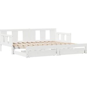 Daybed with Trundle and Drawers without Mattress White 90x190 cm Single Vidaxl Daybed with Trundle and Drawers without Mattress White 90x190 cm Single Vidaxl