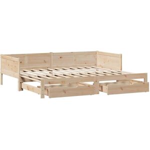 Daybed with Trundle and Drawers without Mattress 90x190 cm Single Vidaxl Daybed with Trundle and Drawers without Mattress 90x190 cm Single Vidaxl