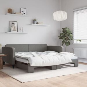 Daybed with Trundle without Mattress Dark Grey 90x190 cm Single vidaXL Daybed with Trundle without Mattress Dark Grey 90x190 cm Single vidaXL