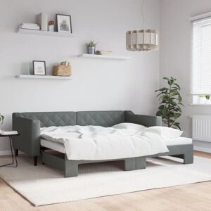Daybed with Trundle without Mattress Dark Grey 90x190 cm Single vidaXL Daybed with Trundle without Mattress Dark Grey 90x190 cm Single vidaXL