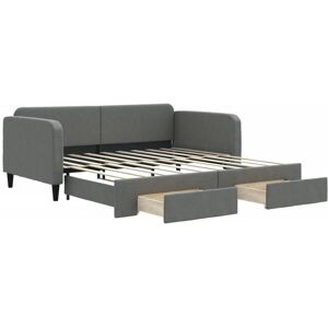 Daybed with Trundle&Drawers without Mattress Dark Grey 90x190 cm Single vidaXL Daybed with Trundle&Drawers without Mattress Dark Grey 90x190 cm Single vidaXL