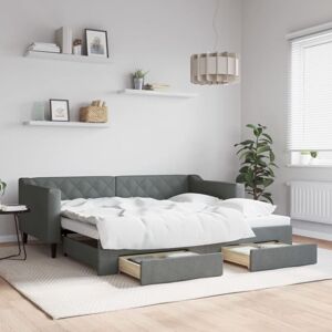 Daybed with Trundle&Drawers without Mattress Dark Grey 90x190 cm Single vidaXL Daybed with Trundle&Drawers without Mattress Dark Grey 90x190 cm Single vidaXL