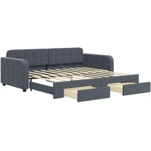 Daybed with Trundle&Drawers without Mattress Dark Grey 90x190 cm Single vidaXL Daybed with Trundle&Drawers without Mattress Dark Grey 90x190 cm Single vidaXL