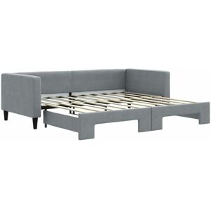 Daybed with Trundle without Mattress Light Grey 90x190 cm Single vidaXL Daybed with Trundle without Mattress Light Grey 90x190 cm Single vidaXL