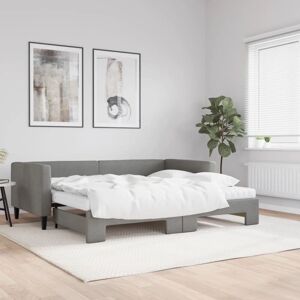 Daybed with Trundle and Mattresses Dark Grey 90x190 cm Fabric vidaXL Daybed with Trundle and Mattresses Dark Grey 90x190 cm Fabric vidaXL