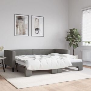 Daybed with Trundle without Mattress Dark Grey 90x190 cm Single vidaXL Daybed with Trundle without Mattress Dark Grey 90x190 cm Single vidaXL