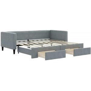Daybed with Trundle&Drawers without Mattress Light Grey 90x190 cm Single vidaXL Daybed with Trundle&Drawers without Mattress Light Grey 90x190 cm Single vidaXL