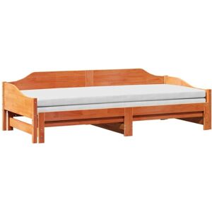 Daybed with Trundle without Mattress Wax Brown 80x200 cm Solid Wood Vidaxl Daybed with Trundle without Mattress Wax Brown 80x200 cm Solid Wood Vidaxl