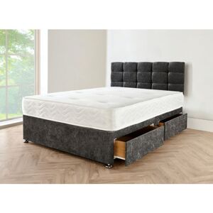 SR LIVING LTD Divan Beds Deals Charcoal Chenille King Size Bed With Mattress And 2 Storage drawers And Matching Headboard – 5FT King Size Bed With Mattress Included SR LIVING LTD Divan Beds Deals Charcoal Chenille King Size Bed With Mattress And 2 Storage drawers And Matching Headboard – 5FT King Size Bed With Mattress Included