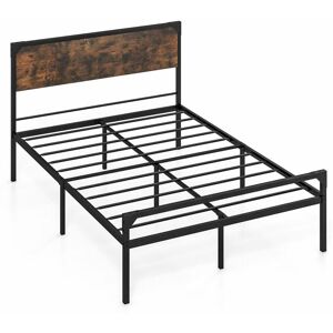 COSTWAY Double Bed Frame Industrial Metal Platform Bed with Headboard and Footboard COSTWAY Double Bed Frame Industrial Metal Platform Bed with Headboard and Footboard