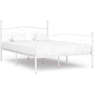 BONNEVIE Double Bed Frame,Bed Frame without Mattress with Slatted Base White Metal 140x200 cm VSVS54418 BONNEVIE Double Bed Frame,Bed Frame without Mattress with Slatted Base White Metal 140x200 cm VSVS54418