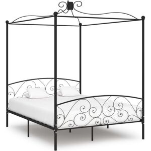 BONNEVIE Double Bed Frame,Canopy Bed Frame without Mattress Black Metal 160x200 cm VSVS15619 BONNEVIE Double Bed Frame,Canopy Bed Frame without Mattress Black Metal 160x200 cm VSVS15619