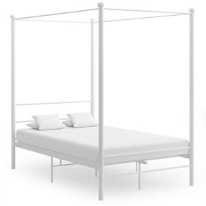 BONNEVIE Double Bed Frame,Canopy Bed Frame without Mattress White Metal 120x200 cm VSVS13843 BONNEVIE Double Bed Frame,Canopy Bed Frame without Mattress White Metal 120x200 cm VSVS13843