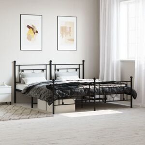 BONNEVIE Double Bed Frame,Metal Bed Frame without Mattress with Footboard Black 180x200cm VSVS82576 BONNEVIE Double Bed Frame,Metal Bed Frame without Mattress with Footboard Black 180x200cm VSVS82576