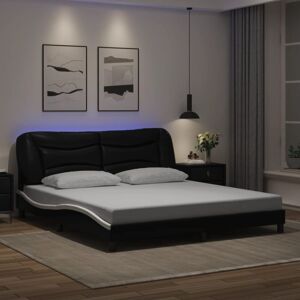 BONNEVIE Double bed,Adult bed,Bed Frame with LED without Mattress Black and White 180x200 cm Super King VSVS962978 BONNEVIE Double bed,Adult bed,Bed Frame with LED without Mattress Black and White 180x200 cm Super King VSVS962978