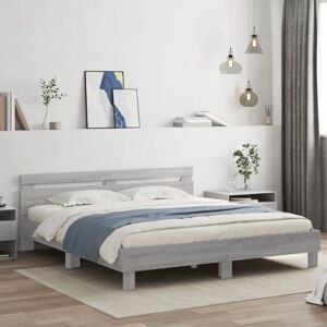 BONNEVIE Double bed,Adult bed,Bed Frame with led without Mattress Grey Sonoma 180x200 cm Super King VSVS940100 BONNEVIE Double bed,Adult bed,Bed Frame with led without Mattress Grey Sonoma 180x200 cm Super King VSVS940100