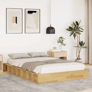 BONNEVIE Double bed,Adult bed,Bed Frame without Mattress 120x200 cm Solid Wood Oak VSVS114680 BONNEVIE Double bed,Adult bed,Bed Frame without Mattress 120x200 cm Solid Wood Oak VSVS114680