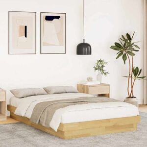 BONNEVIE Double bed,Adult bed,Bed Frame without Mattress 120x200 cm Solid Wood Oak VSVS766037 BONNEVIE Double bed,Adult bed,Bed Frame without Mattress 120x200 cm Solid Wood Oak VSVS766037