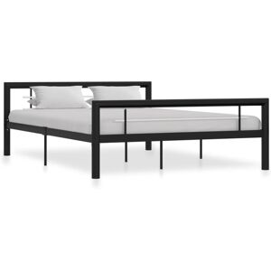 BONNEVIE Double bed,Adult bed,Bed Frame without Mattress Black and White Metal 160x200 cm VSVS431504 BONNEVIE Double bed,Adult bed,Bed Frame without Mattress Black and White Metal 160x200 cm VSVS431504