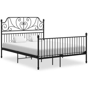 BONNEVIE Double bed,Adult bed,Bed Frame without Mattress Black Metal 160x200 cm VSVS446247 BONNEVIE Double bed,Adult bed,Bed Frame without Mattress Black Metal 160x200 cm VSVS446247