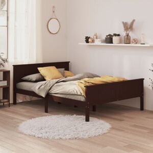 BONNEVIE Double bed,Adult bed,Bed Frame without Mattress Dark Brown Solid Wood Pine 120x200 cm VSVS795916 BONNEVIE Double bed,Adult bed,Bed Frame without Mattress Dark Brown Solid Wood Pine 120x200 cm VSVS795916