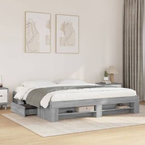 BONNEVIE Double bed,Adult bed,Bed Frame without Mattress Grey Sonoma 180x200 cm Super King Engineered Wood VSVS815920 BONNEVIE Double bed,Adult bed,Bed Frame without Mattress Grey Sonoma 180x200 cm Super King Engineered Wood VSVS815920