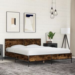 BONNEVIE Double bed,Adult bed,Bed Frame without Mattress Smoked Oak 150x200 cm King Size VSVS333690 BONNEVIE Double bed,Adult bed,Bed Frame without Mattress Smoked Oak 150x200 cm King Size VSVS333690
