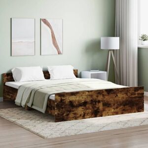BONNEVIE Double bed,Adult bed,Bed Frame without Mattress Smoked Oak 150x200 cm King Size VSVS411825 BONNEVIE Double bed,Adult bed,Bed Frame without Mattress Smoked Oak 150x200 cm King Size VSVS411825