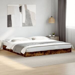 BONNEVIE Double bed,Adult bed,Bed Frame without Mattress Smoked Oak 180x200 cm Super King Engineered Wood VSVS752295 BONNEVIE Double bed,Adult bed,Bed Frame without Mattress Smoked Oak 180x200 cm Super King Engineered Wood VSVS752295