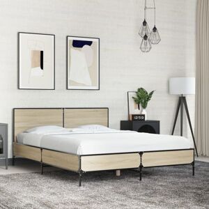 BONNEVIE Double bed,Adult bed,Bed Frame without Mattress Sonoma Oak 120x200 cm VSVS519587 BONNEVIE Double bed,Adult bed,Bed Frame without Mattress Sonoma Oak 120x200 cm VSVS519587