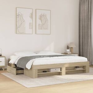 BONNEVIE Double bed,Adult bed,Bed Frame without Mattress Sonoma Oak 180x200 cm Super King Engineered Wood VSVS579375 BONNEVIE Double bed,Adult bed,Bed Frame without Mattress Sonoma Oak 180x200 cm Super King Engineered Wood VSVS579375