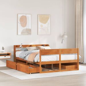 Bonnevie - Double bed,Adult bed,Bed Frame without Mattress Wax Brown 120x200 cm Solid Wood Pine VSVS130592 Bonnevie - Double bed,Adult bed,Bed Frame without Mattress Wax Brown 120x200 cm Solid Wood Pine VSVS130592