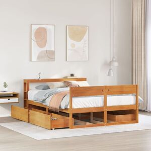Bonnevie - Double bed,Adult bed,Bed Frame without Mattress Wax Brown 120x200 cm Solid Wood Pine VSVS230256 Bonnevie - Double bed,Adult bed,Bed Frame without Mattress Wax Brown 120x200 cm Solid Wood Pine VSVS230256