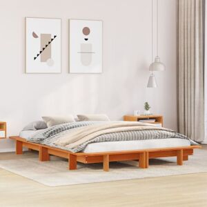 BONNEVIE Double bed,Adult bed,Bed Frame without Mattress Wax Brown 120x200 cm Solid Wood Pine VSVS408223 BONNEVIE Double bed,Adult bed,Bed Frame without Mattress Wax Brown 120x200 cm Solid Wood Pine VSVS408223