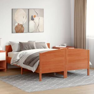 BONNEVIE Double bed,Adult bed,Bed Frame without Mattress Wax Brown 120x200 cm Solid Wood Pine VSVS549898 BONNEVIE Double bed,Adult bed,Bed Frame without Mattress Wax Brown 120x200 cm Solid Wood Pine VSVS549898