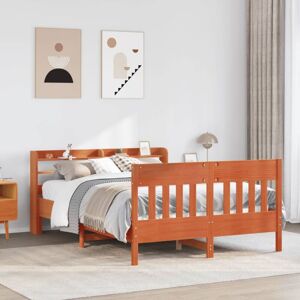 BONNEVIE Double bed,Adult bed,Bed Frame without Mattress Wax Brown 120x200 cm Solid Wood Pine VSVS661480 BONNEVIE Double bed,Adult bed,Bed Frame without Mattress Wax Brown 120x200 cm Solid Wood Pine VSVS661480