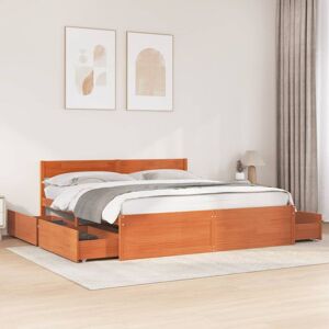 BONNEVIE Double bed,Adult bed,Bed Frame without Mattress Wax Brown 180x200 cm Super King Solid Wood Pine VSVS418367 BONNEVIE Double bed,Adult bed,Bed Frame without Mattress Wax Brown 180x200 cm Super King Solid Wood Pine VSVS418367