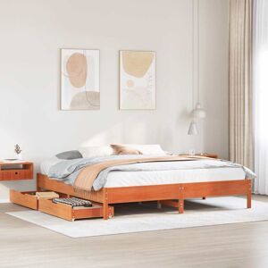 BONNEVIE Double bed,Adult bed,Bed Frame without Mattress Wax Brown 180x200 cm Super King Solid Wood Pine VSVS782462 BONNEVIE Double bed,Adult bed,Bed Frame without Mattress Wax Brown 180x200 cm Super King Solid Wood Pine VSVS782462