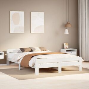 BONNEVIE Double bed,Adult bed,Bed Frame without Mattress White 140x190 cm Solid Wood Pine VSVS286859 BONNEVIE Double bed,Adult bed,Bed Frame without Mattress White 140x190 cm Solid Wood Pine VSVS286859