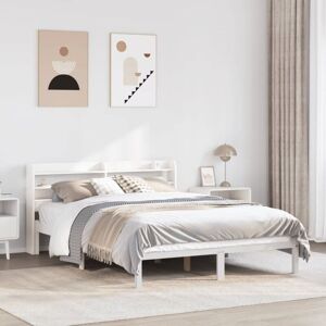 BONNEVIE Double bed,Adult bed,Bed Frame without Mattress White 140x190 cm Solid Wood Pine VSVS306145 BONNEVIE Double bed,Adult bed,Bed Frame without Mattress White 140x190 cm Solid Wood Pine VSVS306145