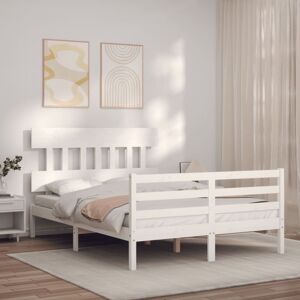 BONNEVIE Double bed,Adult bed,Bed Frame without Mattress White 140x190 cm Solid Wood VSVS185120 BONNEVIE Double bed,Adult bed,Bed Frame without Mattress White 140x190 cm Solid Wood VSVS185120
