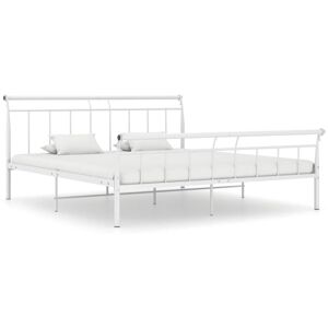 BONNEVIE Double bed,Adult bed,Bed Frame without Mattress White Metal 160x200 cm VSVS413690 BONNEVIE Double bed,Adult bed,Bed Frame without Mattress White Metal 160x200 cm VSVS413690