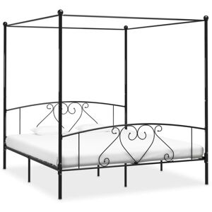 BONNEVIE Double bed,Adult bed,Bed Frame without Mattress with Canopy Black 180x200 cm Super King Metal VSVS383829 BONNEVIE Double bed,Adult bed,Bed Frame without Mattress with Canopy Black 180x200 cm Super King Metal VSVS383829