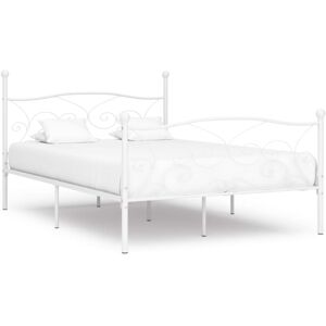 BONNEVIE Double bed,Adult bed,Bed Frame without Mattress with Slatted Base White Metal 120x200 cm VSVS18425 BONNEVIE Double bed,Adult bed,Bed Frame without Mattress with Slatted Base White Metal 120x200 cm VSVS18425