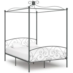 BONNEVIE Double bed,Adult bed,Canopy Bed Frame without Mattress Grey Metal 120x200 cm VSVS987814 BONNEVIE Double bed,Adult bed,Canopy Bed Frame without Mattress Grey Metal 120x200 cm VSVS987814