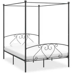BONNEVIE Double bed,Adult bed,Canopy Bed Frame without Mattress Grey Metal 160x200 cm VSVS430531 BONNEVIE Double bed,Adult bed,Canopy Bed Frame without Mattress Grey Metal 160x200 cm VSVS430531