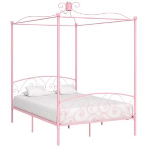 BONNEVIE Double bed,Adult bed,Canopy Bed Frame without Mattress Pink Metal 120x200 cm VSVS764991 BONNEVIE Double bed,Adult bed,Canopy Bed Frame without Mattress Pink Metal 120x200 cm VSVS764991