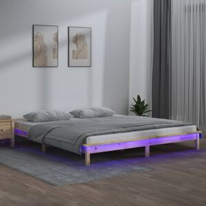 BONNEVIE Double bed,Adult bed,LED Bed Frame without Mattress 180x200 cm Super King Solid Wood VSVS580140 BONNEVIE Double bed,Adult bed,LED Bed Frame without Mattress 180x200 cm Super King Solid Wood VSVS580140