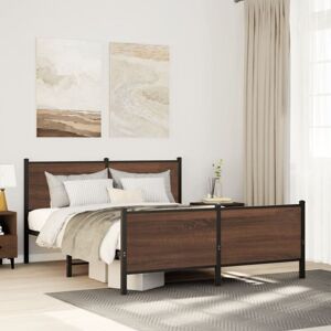 BONNEVIE Double bed,Adult bed,Metal Bed Frame without Mattress Brown Oak 180x200 cm Super King VSVS181600 BONNEVIE Double bed,Adult bed,Metal Bed Frame without Mattress Brown Oak 180x200 cm Super King VSVS181600