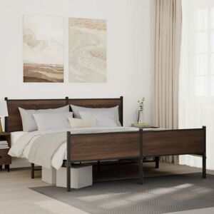 BONNEVIE Double bed,Adult bed,Metal Bed Frame without Mattress Brown Oak 180x200 cm Super King VSVS858492 BONNEVIE Double bed,Adult bed,Metal Bed Frame without Mattress Brown Oak 180x200 cm Super King VSVS858492